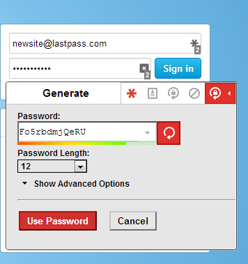 Генератор паролей Chrome